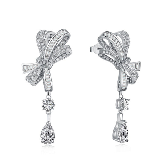 Crystal Bow Dangle Earrings